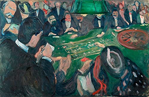 Leinwand-Rahmen mit amerikanischer Box At the Roulette-Tisch in Monte Carlo, 1892 Munch Edvard, europäischer horizontaler Kunstdruck, europäischer Schweberahmen, 31_X_48_in  